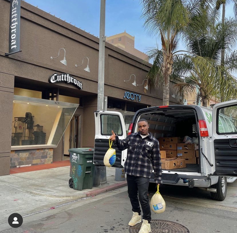 Joey Fatts Gives Turkeys Back To His Long Beach Community At Cutthroat Clothing Store